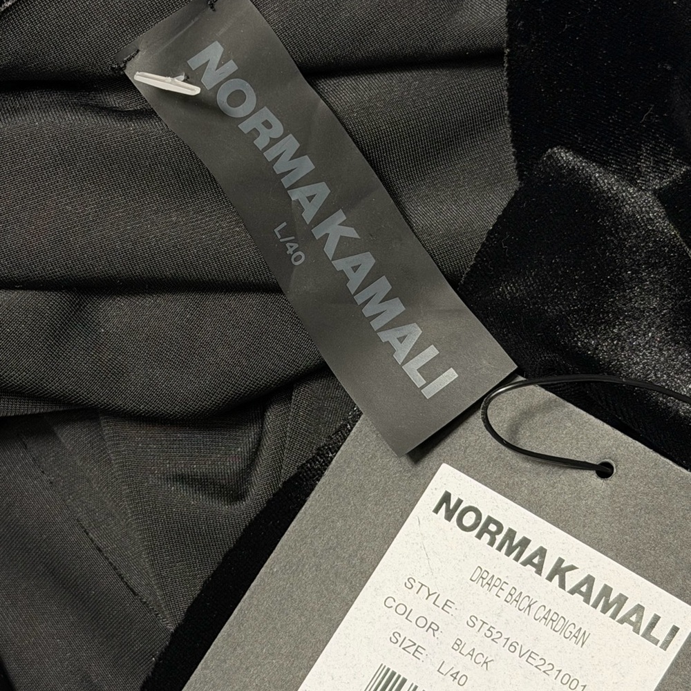 Norma Kamali Drape Back Cardigan in Black Velvet Large NEW - Picture 3 of 12